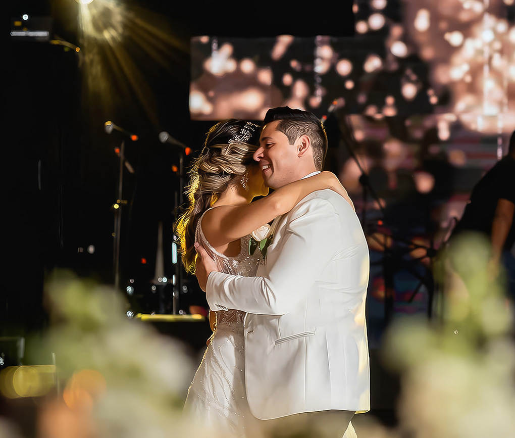 a man and woman dancing