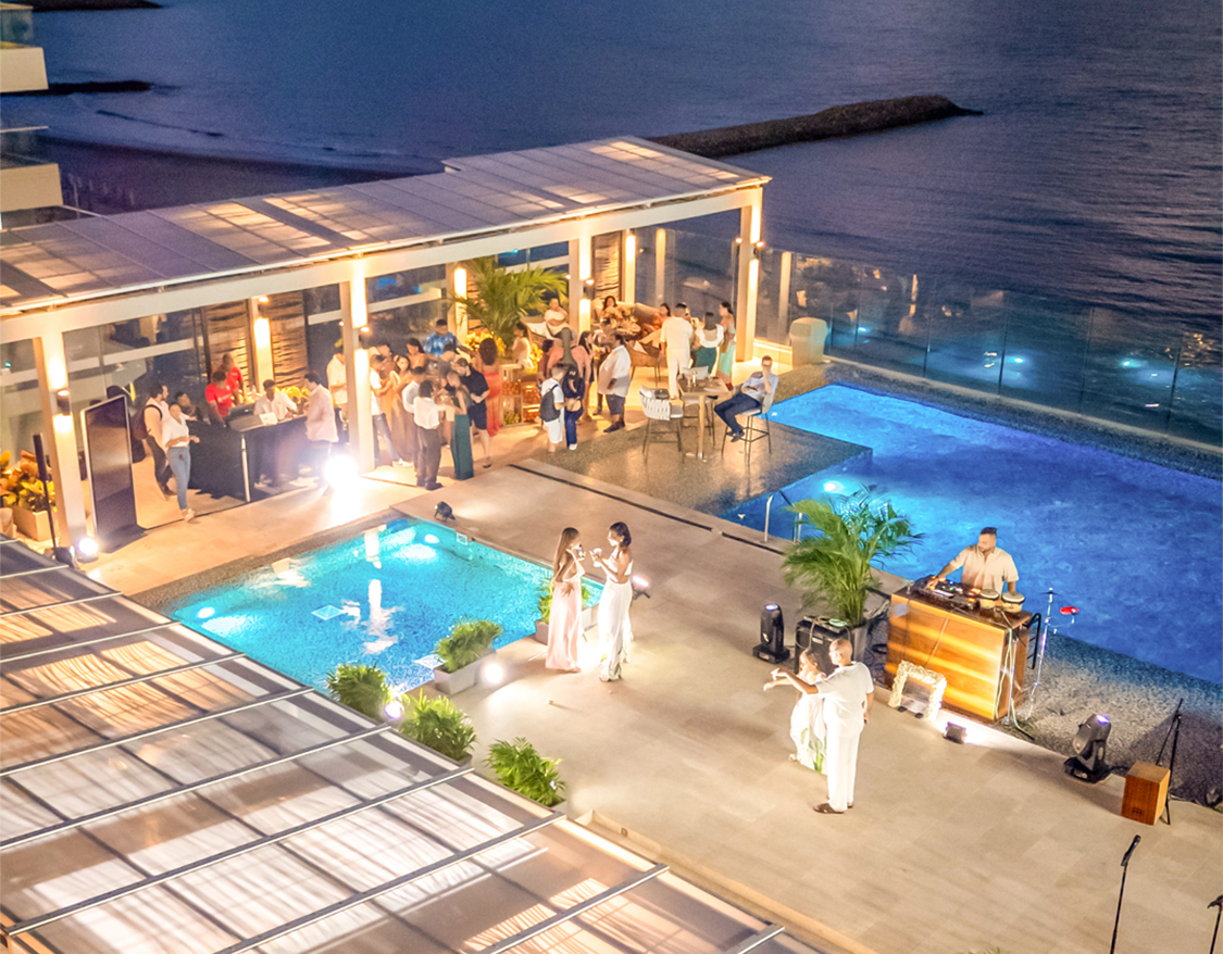 a group of people at a party