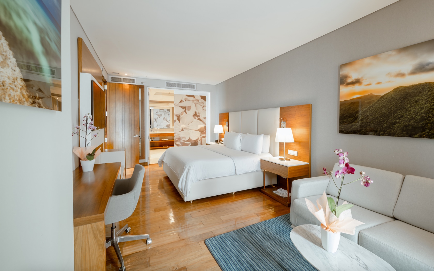 a room with a bed and a couch