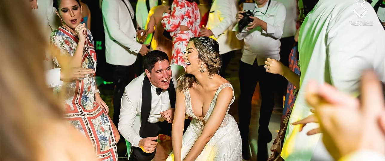 a man and woman dancing