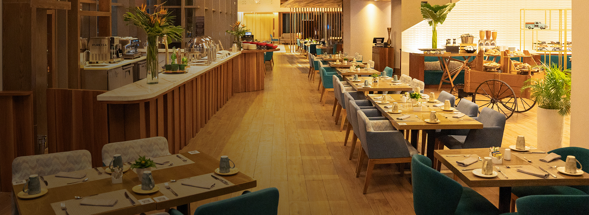 a restaurant with tables and chairs