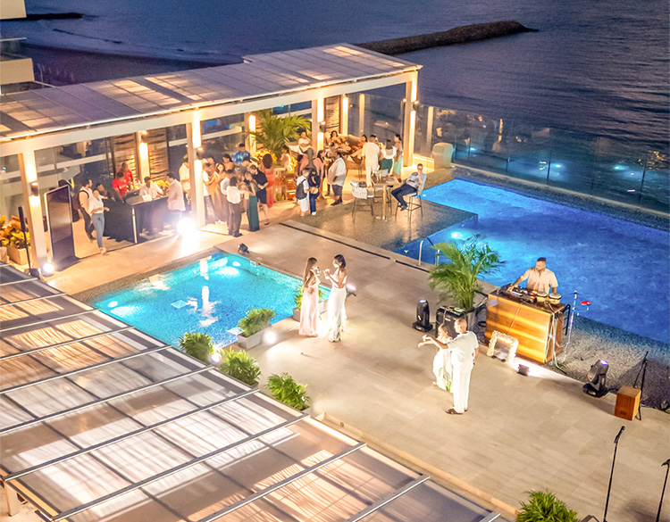 a group of people at a party