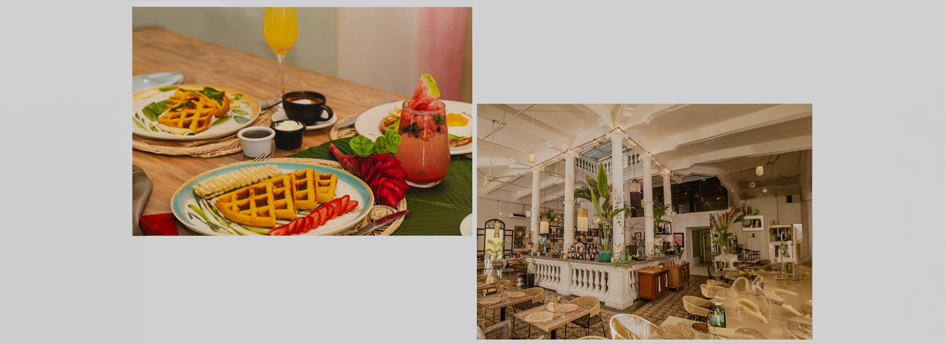 a table with food and drinks