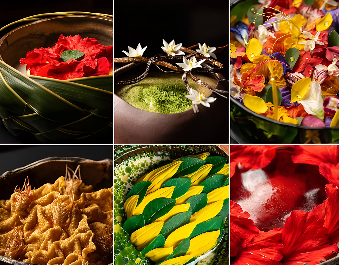 a collage of different colored bowls with flowers