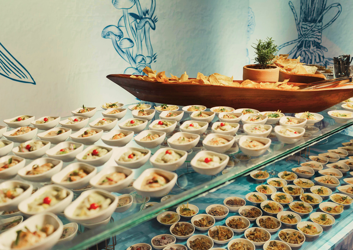 a table with food on it