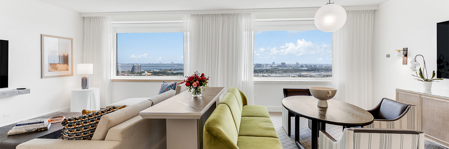 a living room with a large window