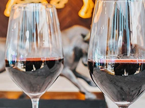 two red wine glasses