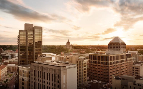 panoramic view of saint paul minnesota from river