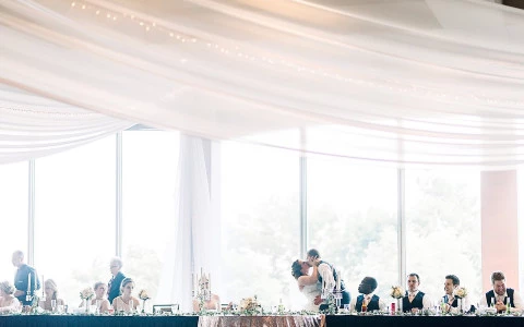 bride and groom kissing