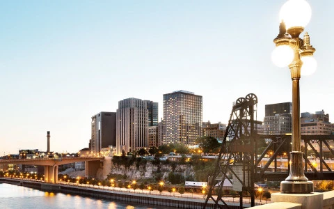 panoramic view of saint paul minnesota from river