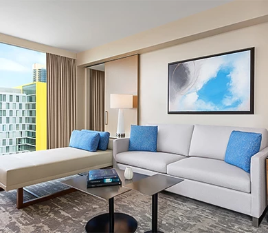 a room with a couch and a table