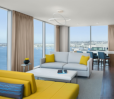 a room with a view of the ocean