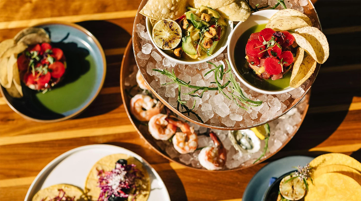 a tray of food on a table