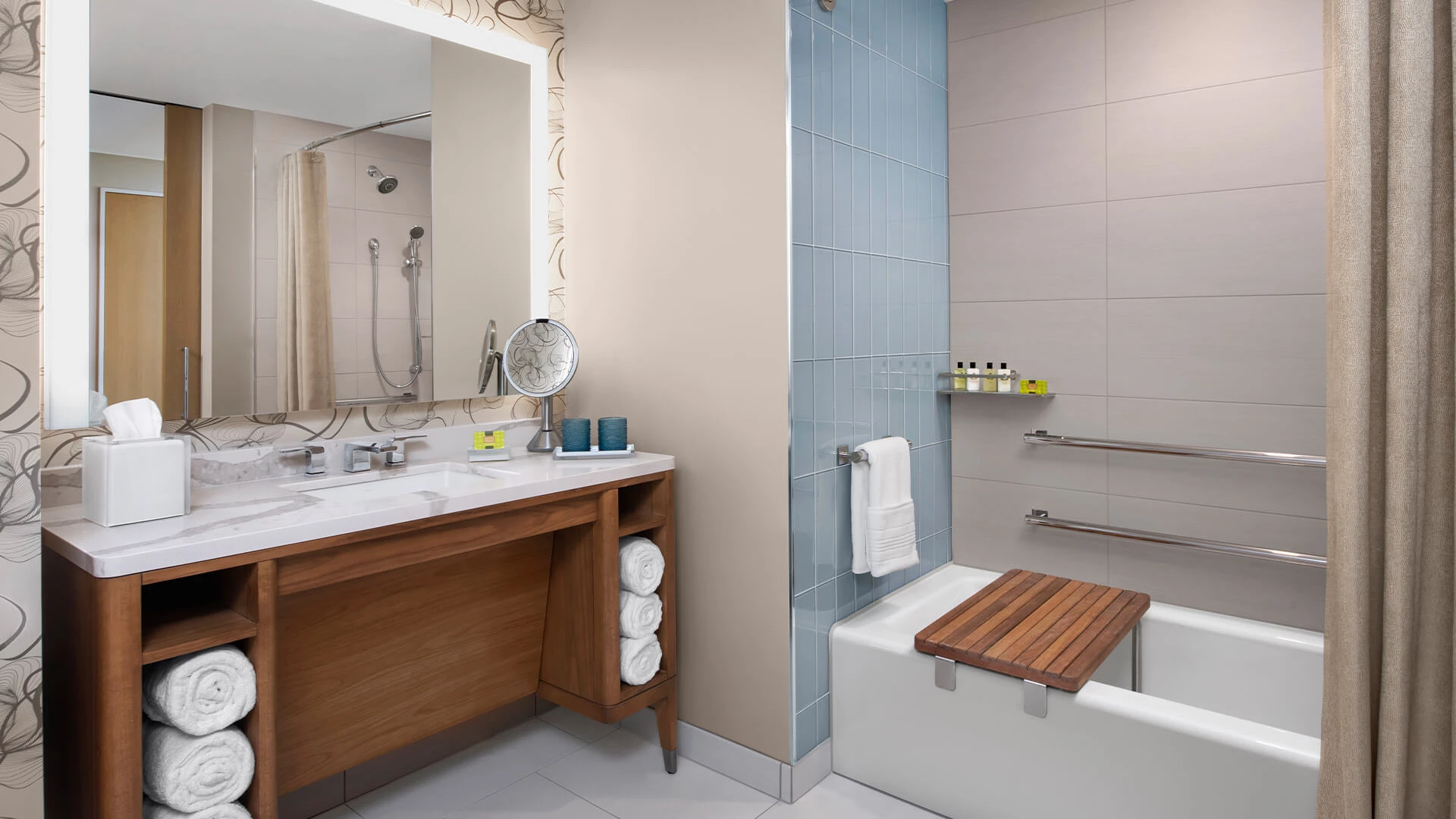 a bathroom with a tub and sink