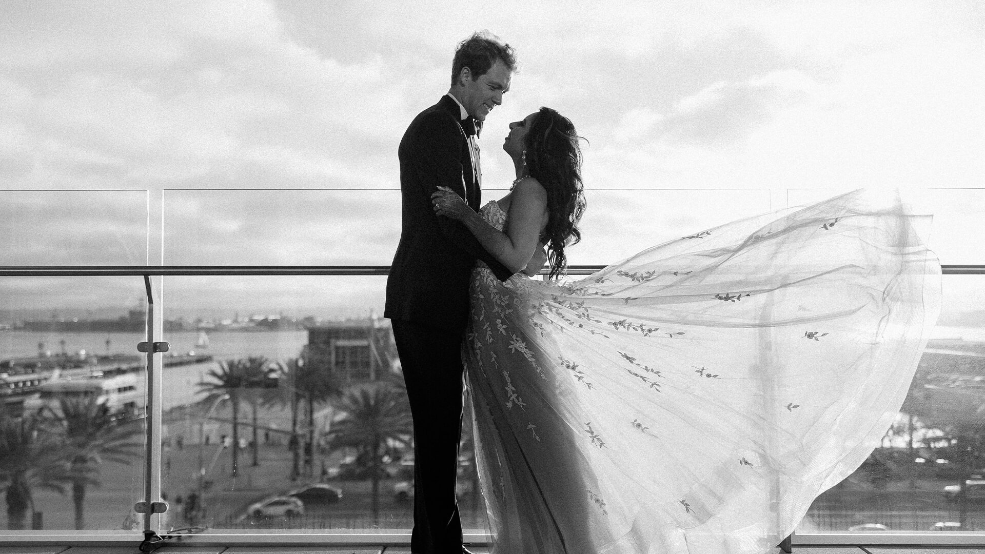 a man and woman in a dress