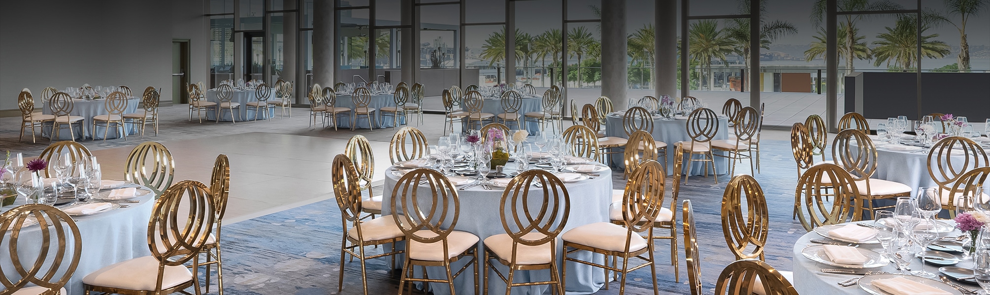 a room with tables and chairs