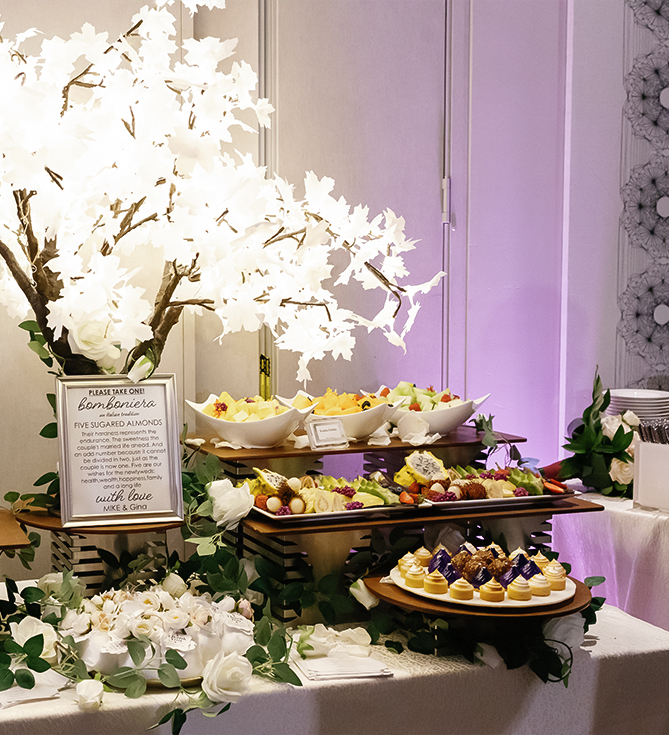 a table with food on it