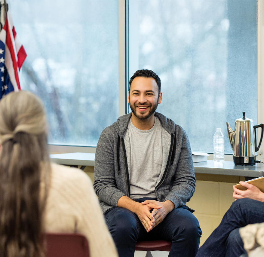 a man sitting in a chair
