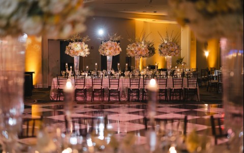 a table set for a wedding reception