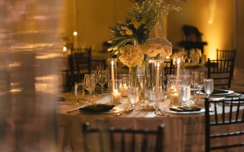 a table set for a wedding