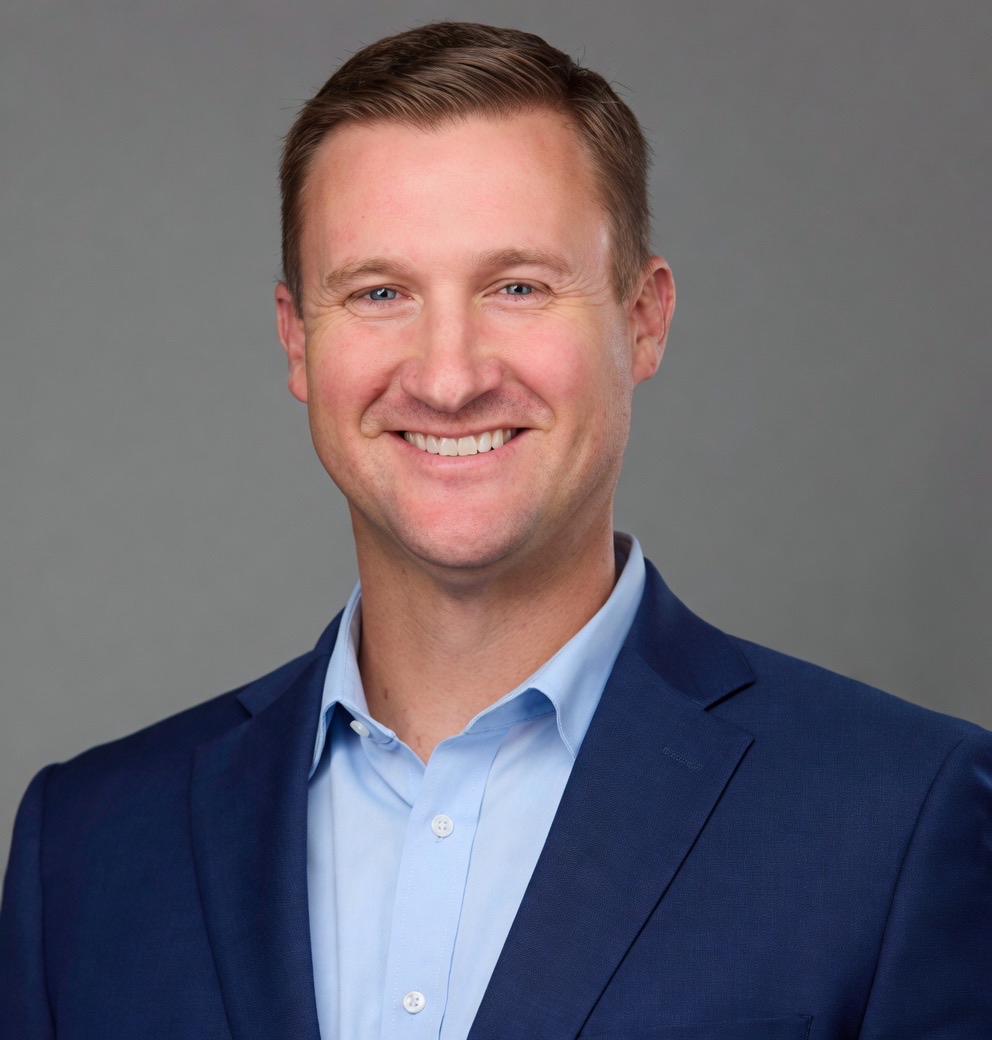 a man in a blue suit