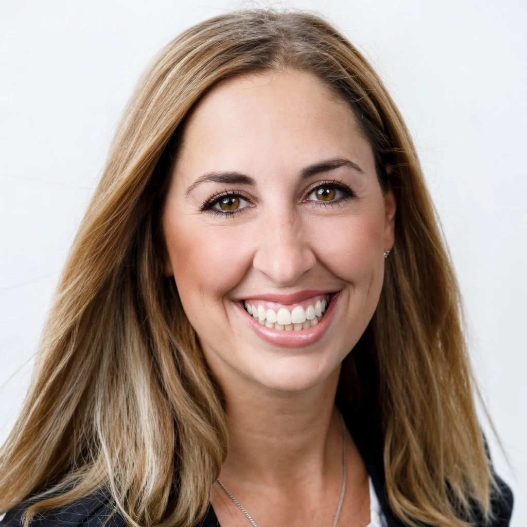 a close-up of a woman smiling