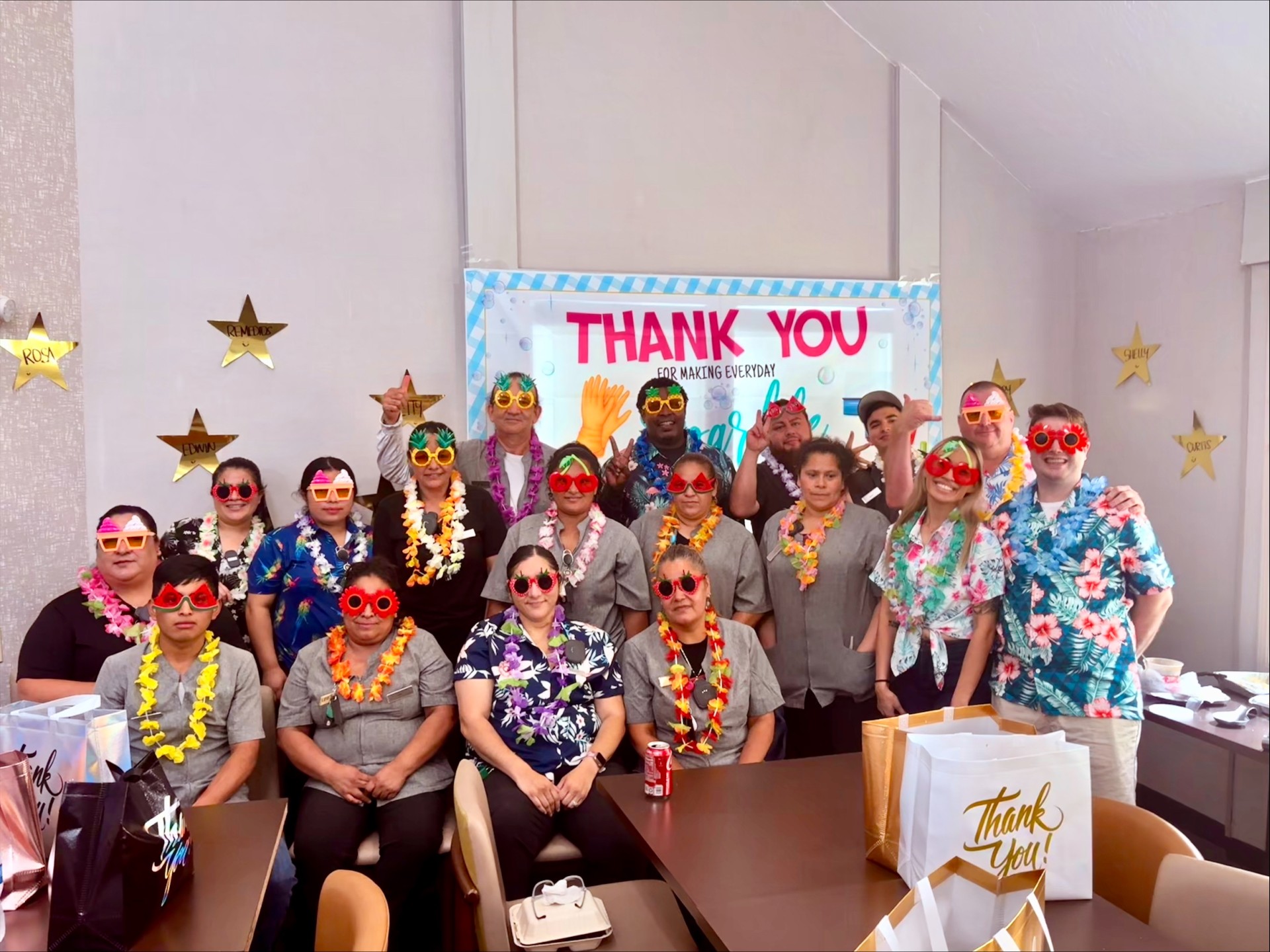 a group of people posing for a photo