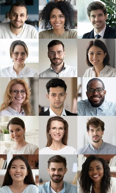 a collage of people