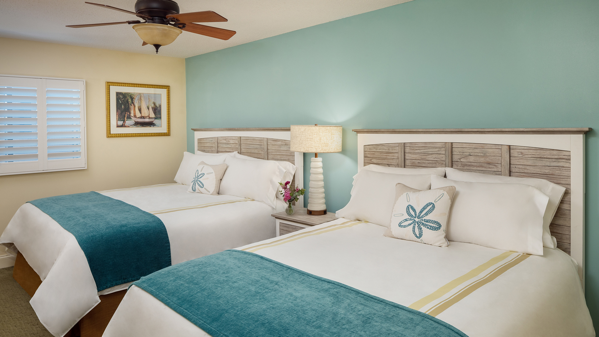 a room with two beds