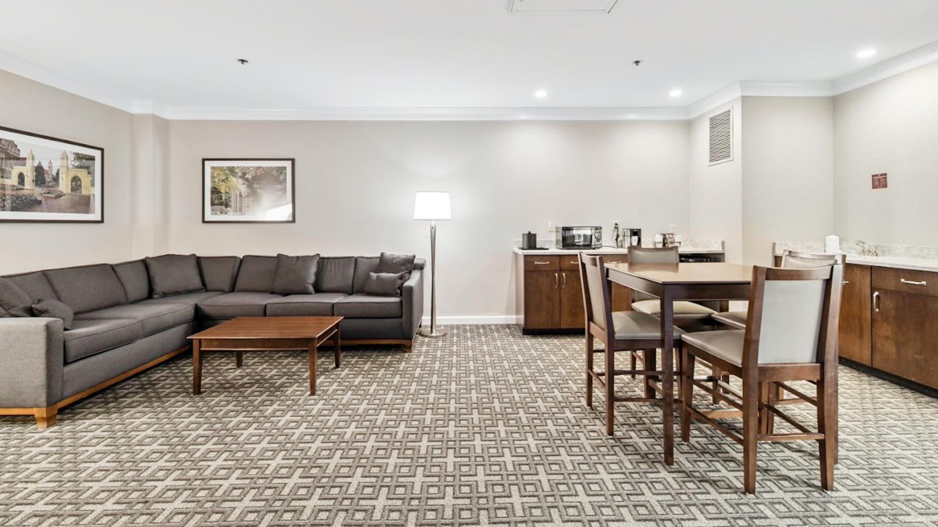 a room with a couch and a table