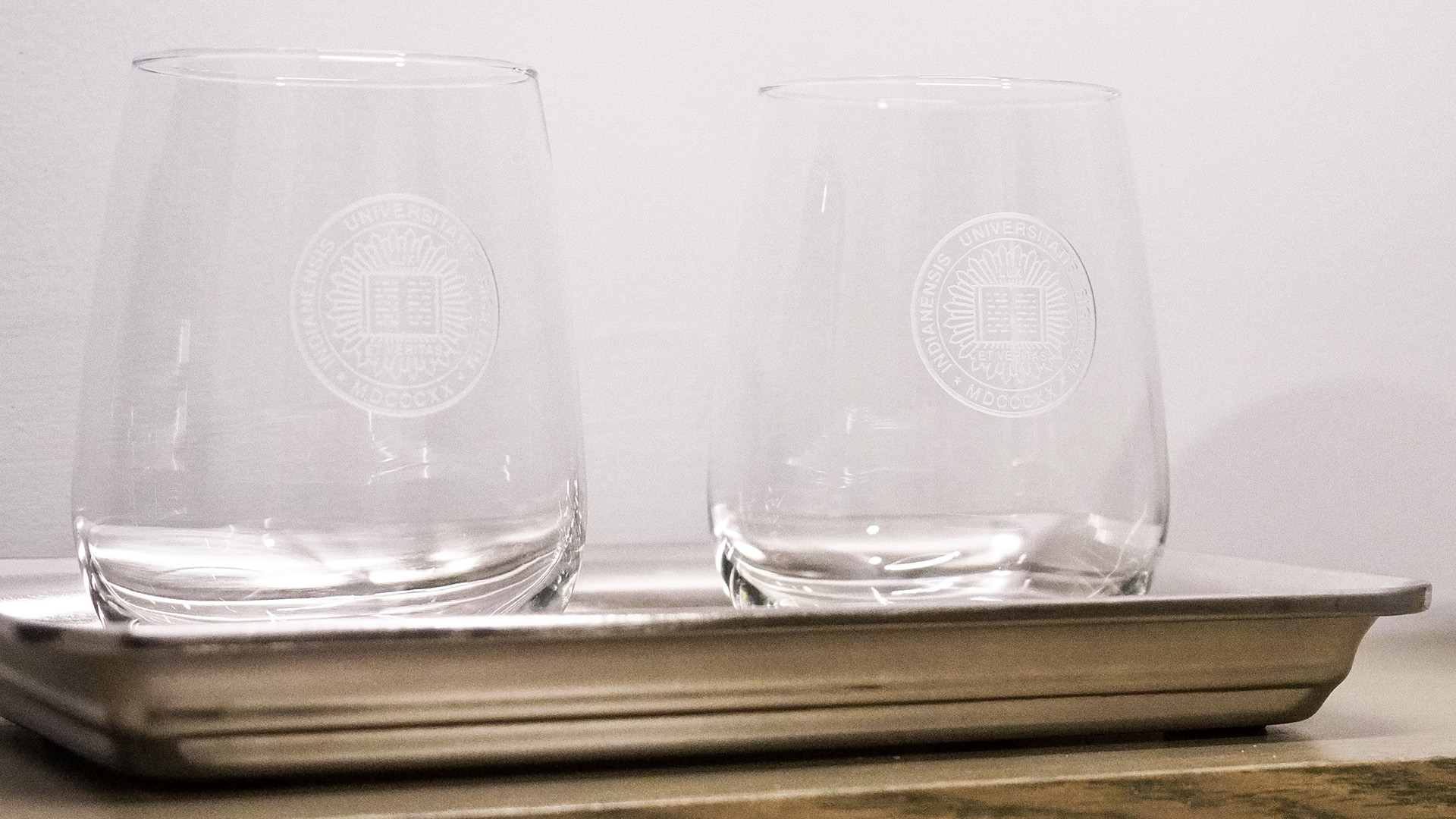 two glasses on a tray