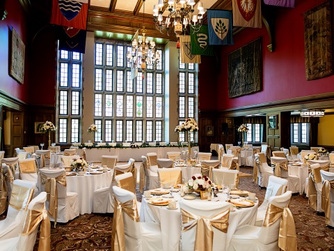 a room with tables and chairs