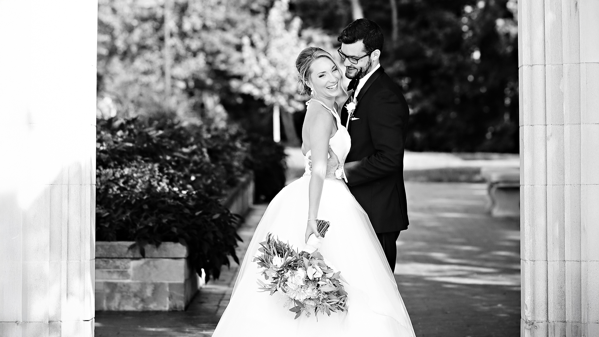 a man and woman in a wedding dress