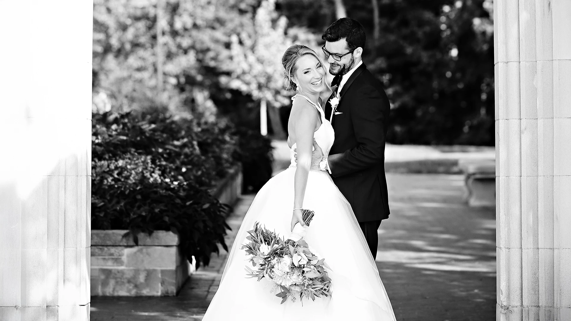 a man and woman in a wedding dress