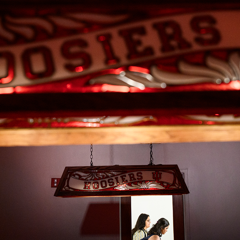 a sign from a ceiling