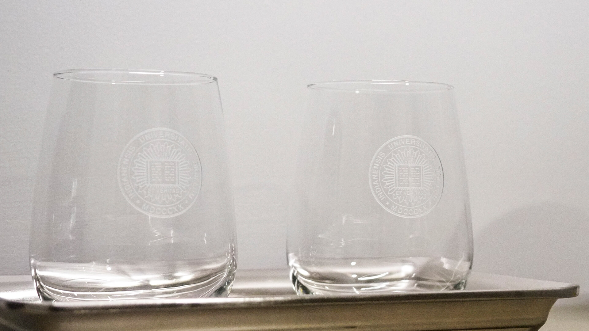 two glasses on a tray