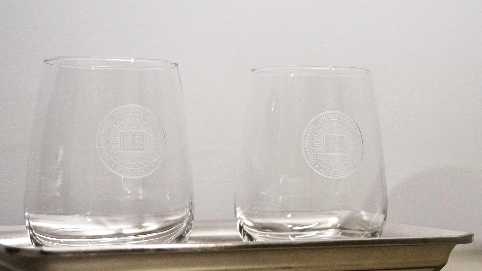two glasses on a tray