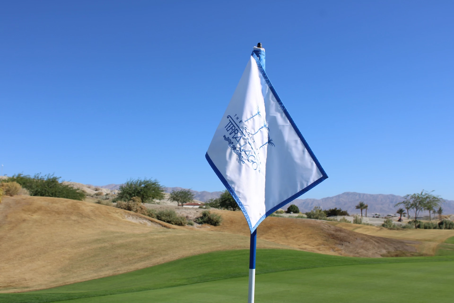 a flag on a golf course