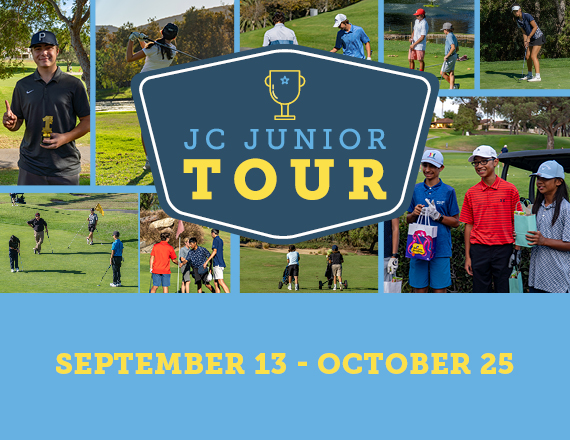 a collage of people on a golf course