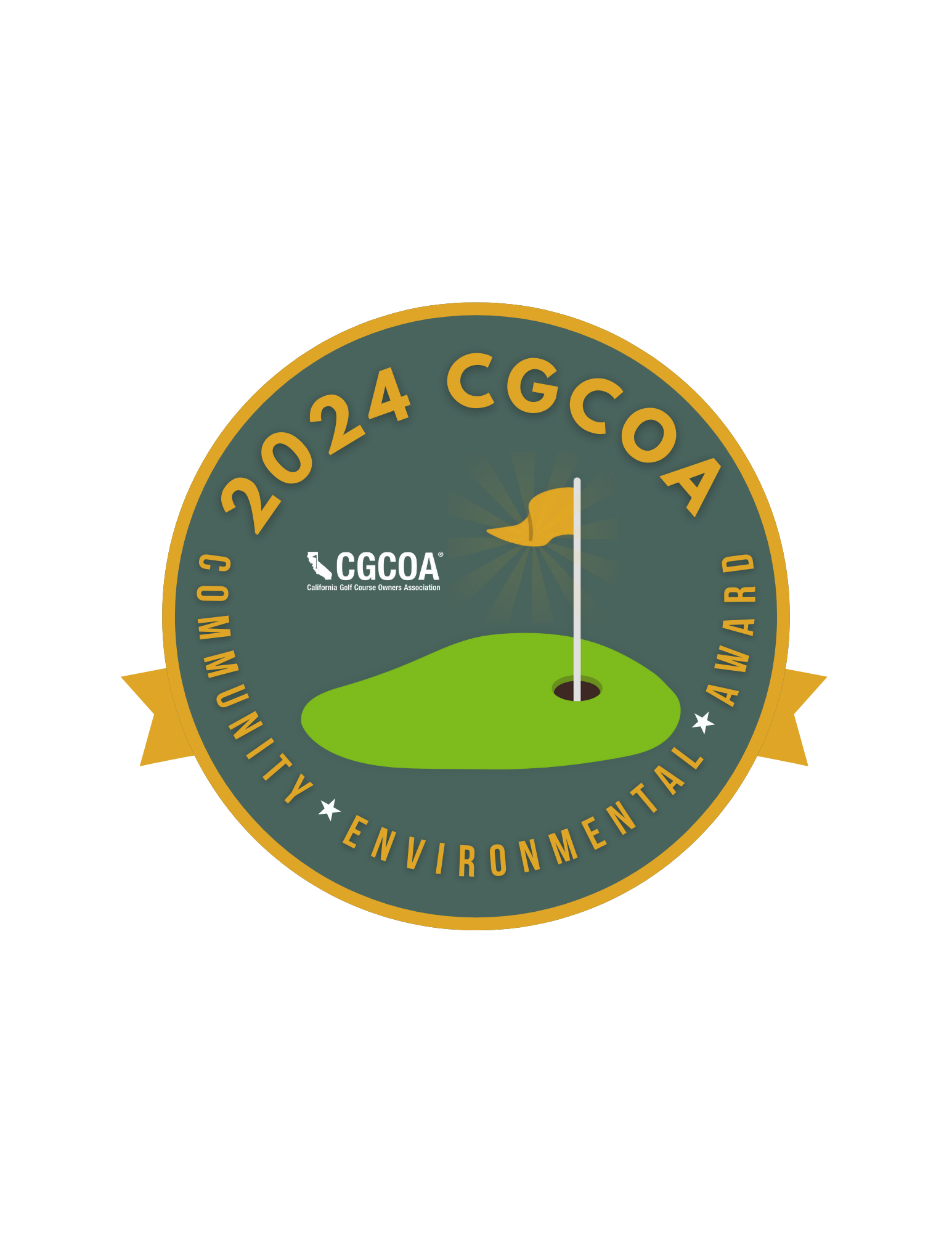 a green golf course with a flag on it