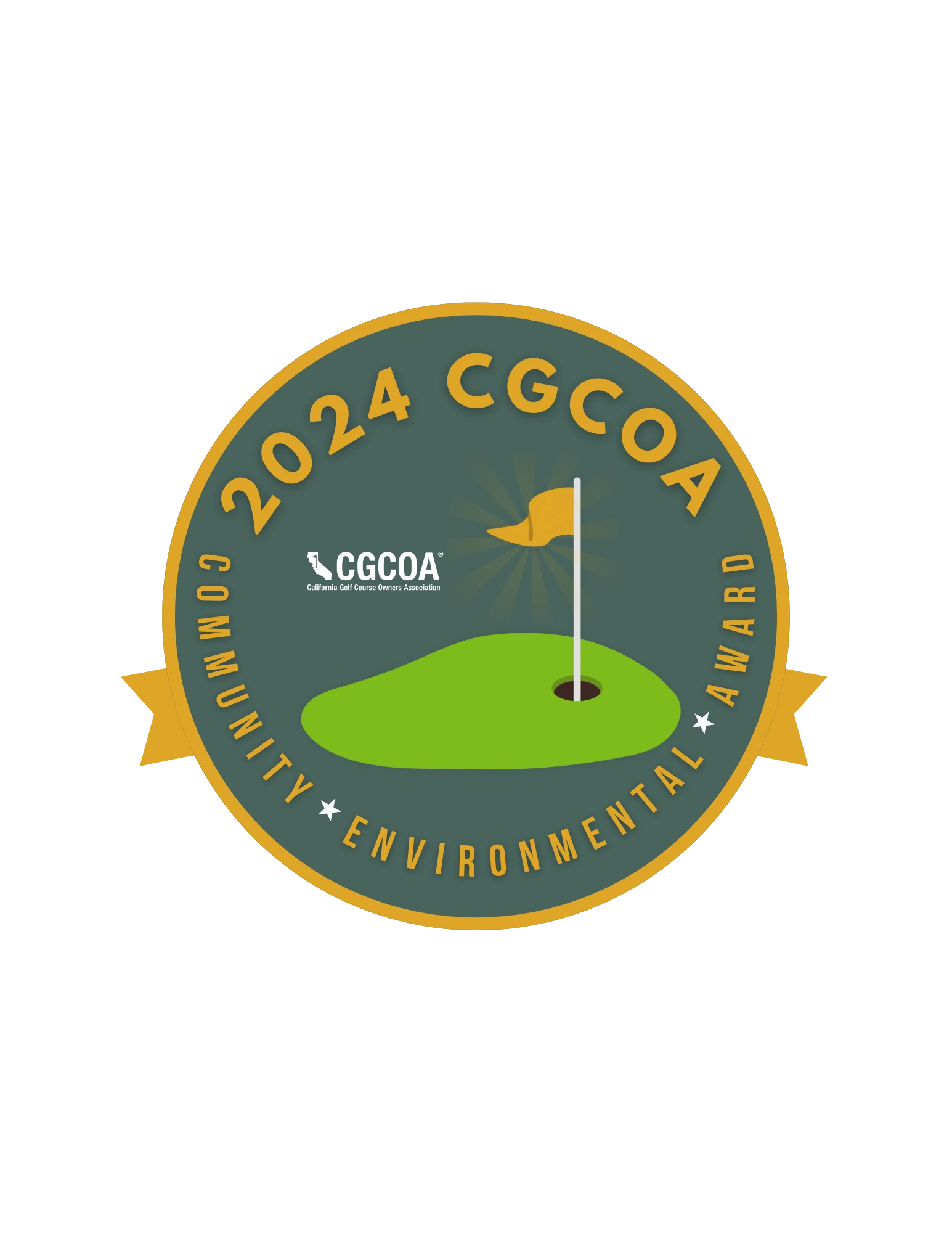 a green golf course with a flag on it