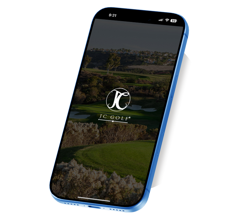 a cellphone with a golf course on the screen