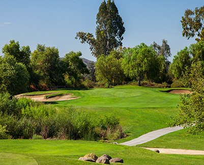 sunny day on the bright green golf course