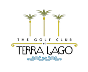 a logo with text and palm trees