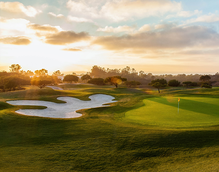 Well maintained golf course at dawn