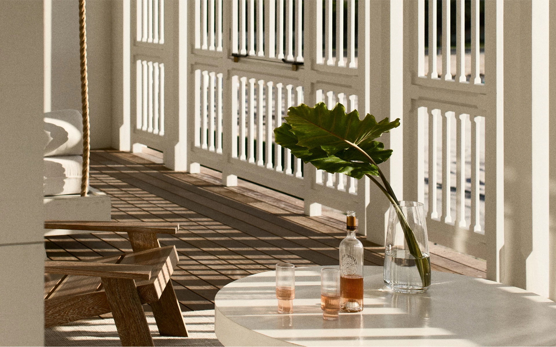 a table with a plant in it