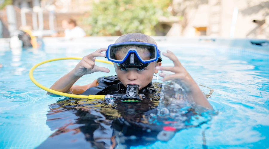 a person in a pool