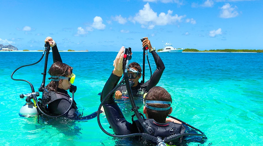 a few people in scuba gear