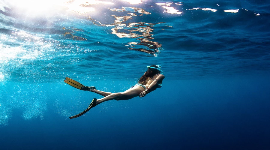a person swimming underwater