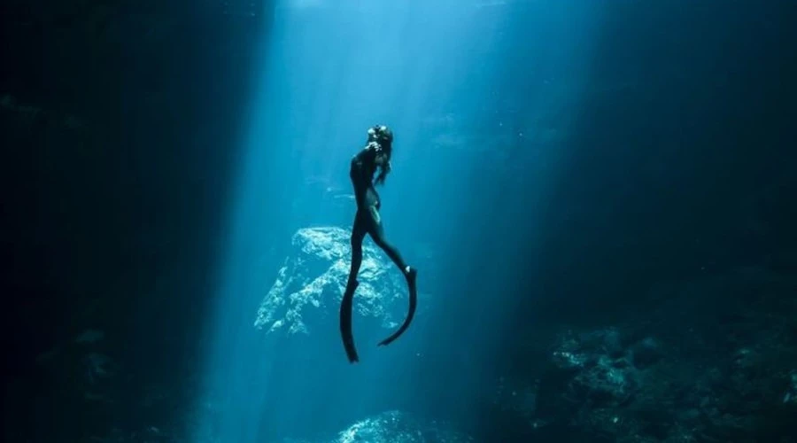 a scuba diver under water